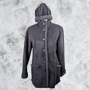 L.L. BEAN Faux Suede Sherpa Lined Coat with Matching Hat